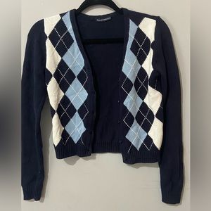 Brandy Melville Blue Elizabeth Argyle cardigan/sweater.
